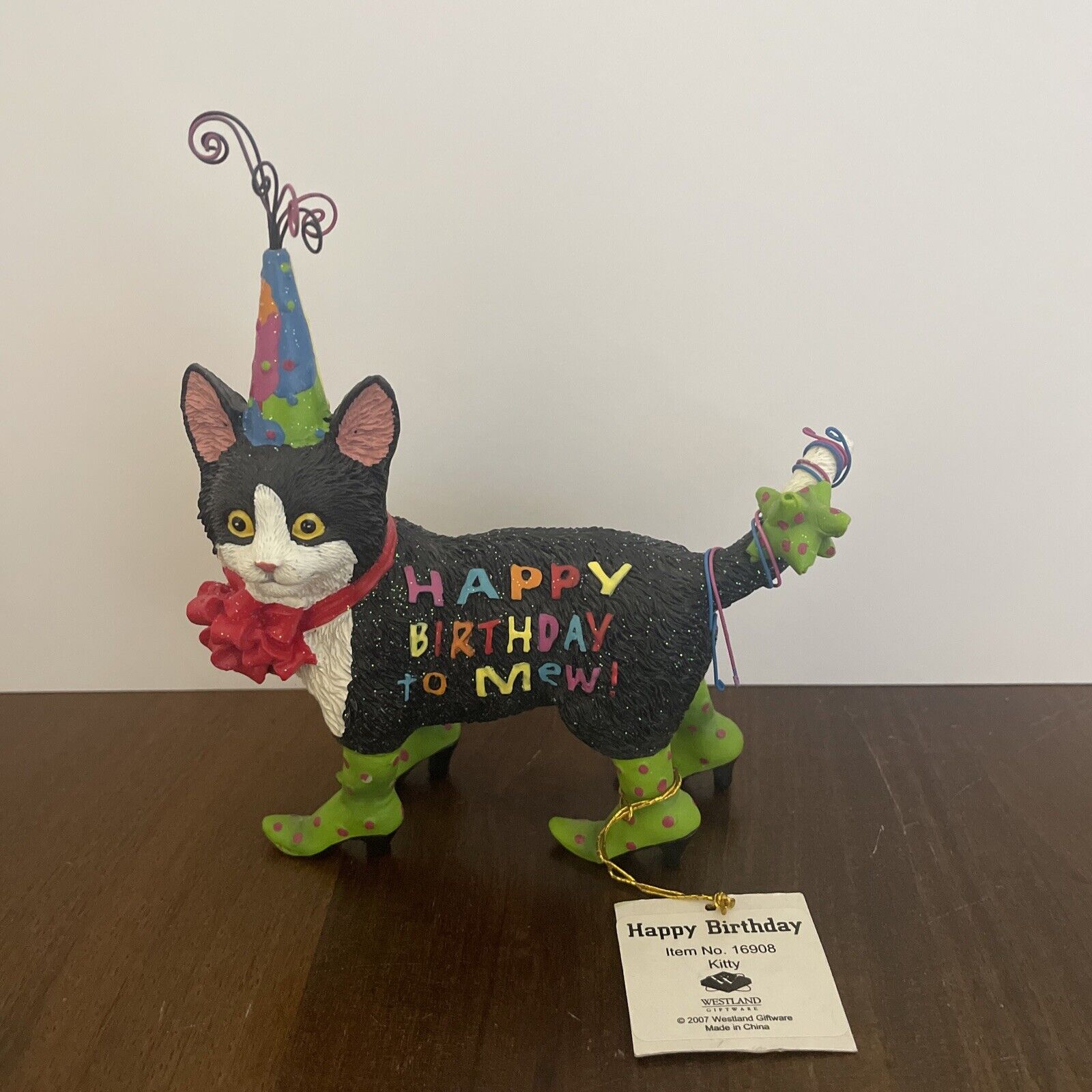 Westland Giftware Happy Birthday Cat Kitty Figurine W/Tags #16908 2007 Rare