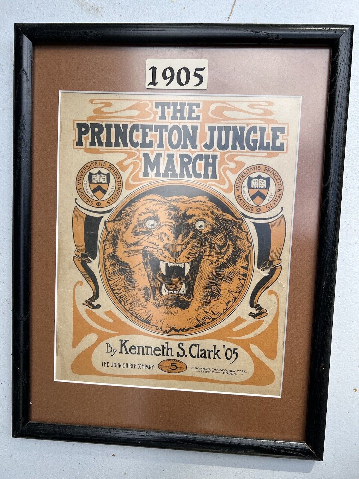 Vintage Princeton Football ‘The Jungle March’ Framed Music Booklet Poster Antiqu