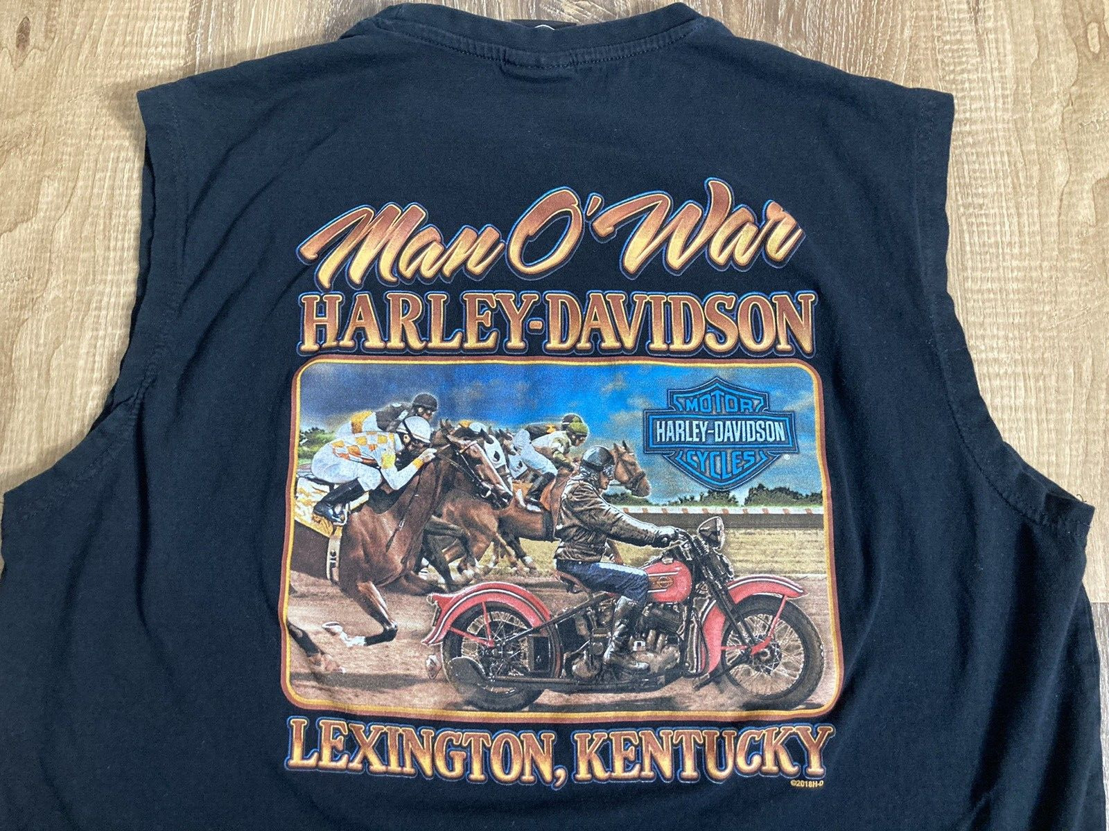 Harley Davidson Sleeveless T Shirt Mens XL Lexington, KY Horse Racing Man O\' War
