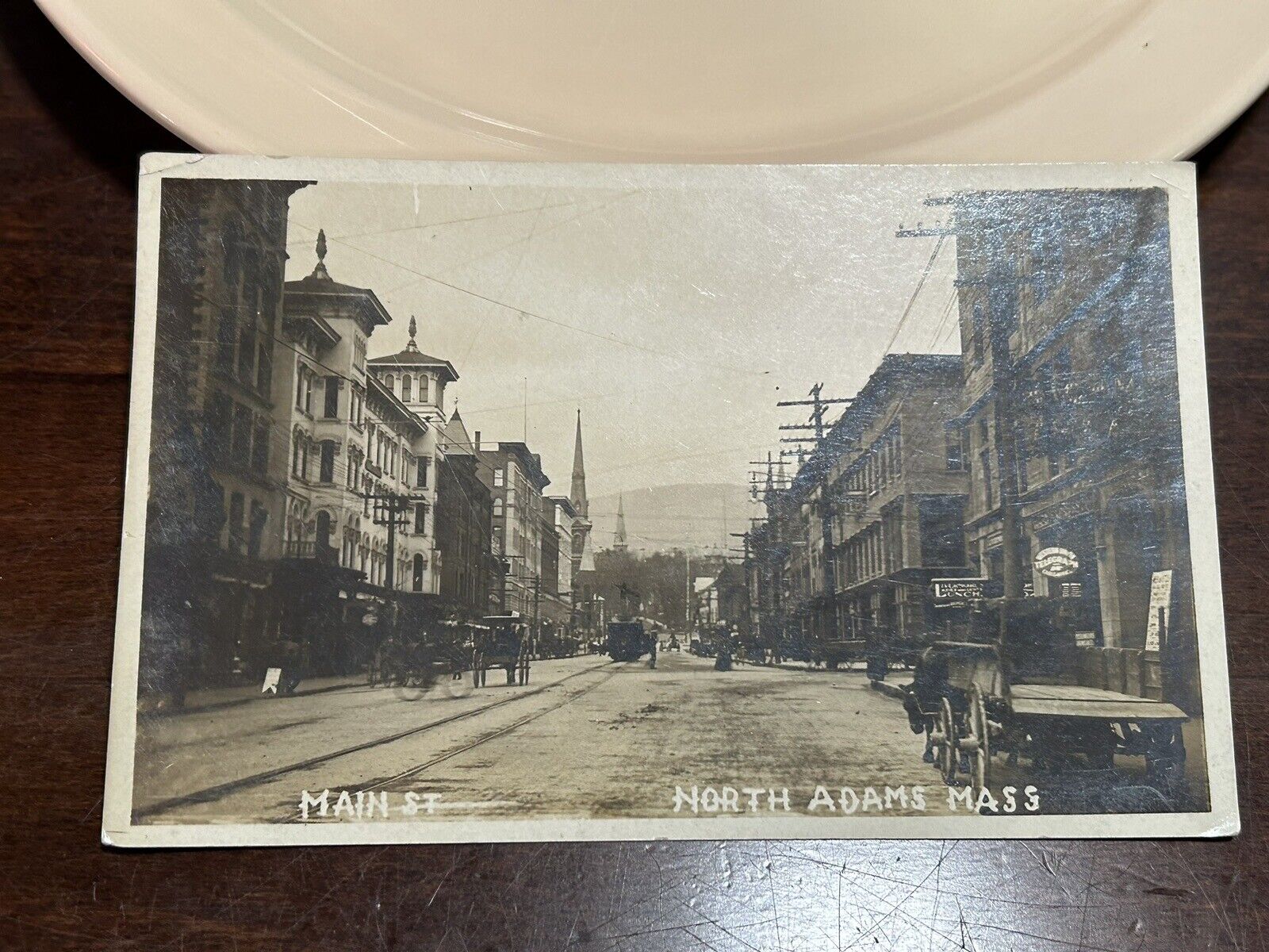 Main Street North Adam’s Mass. 1911 RPPC Postcard Le