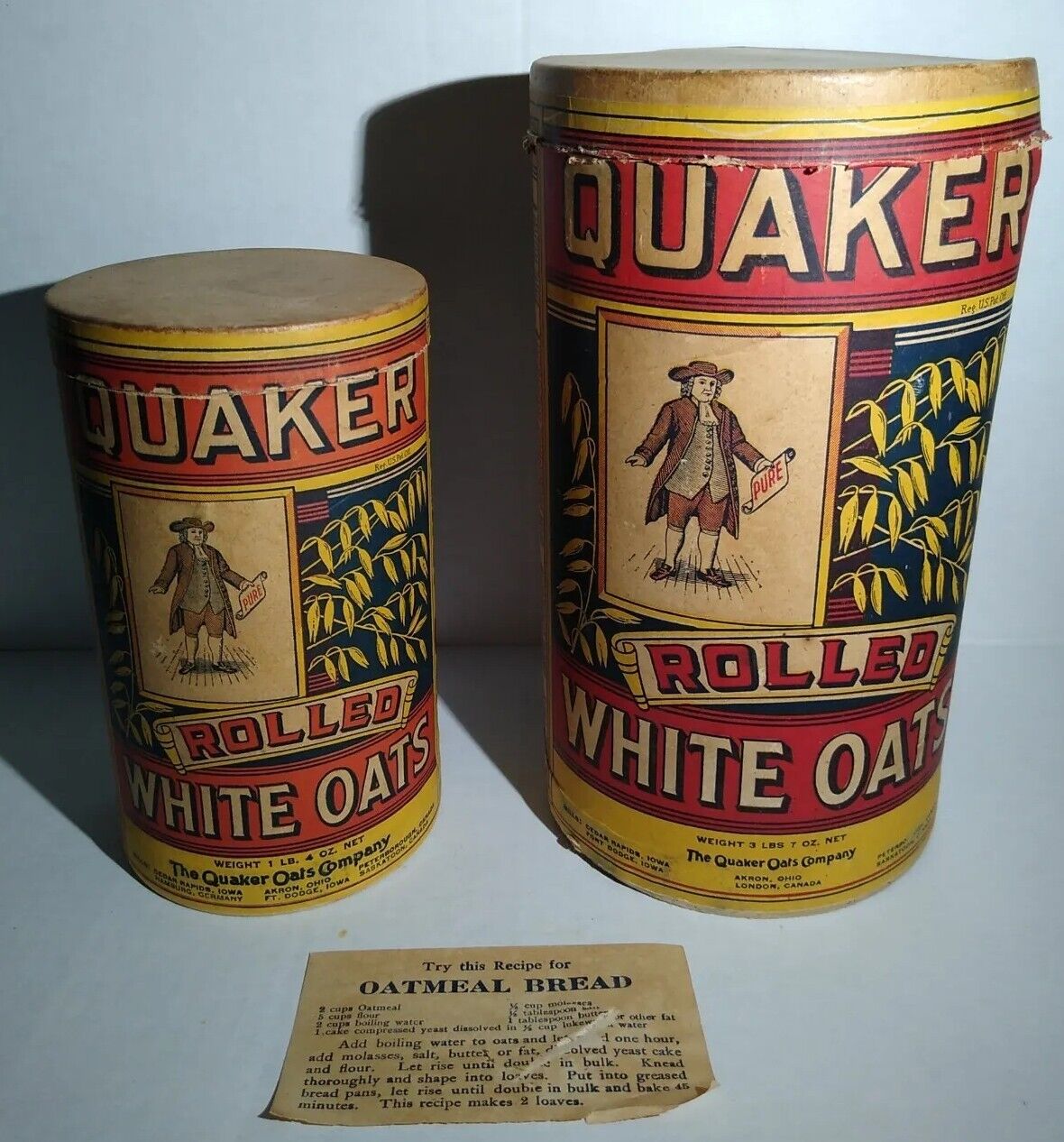 RARE Original 1896 Quaker Oats Container Cracker Barrel Decor Americana Antique