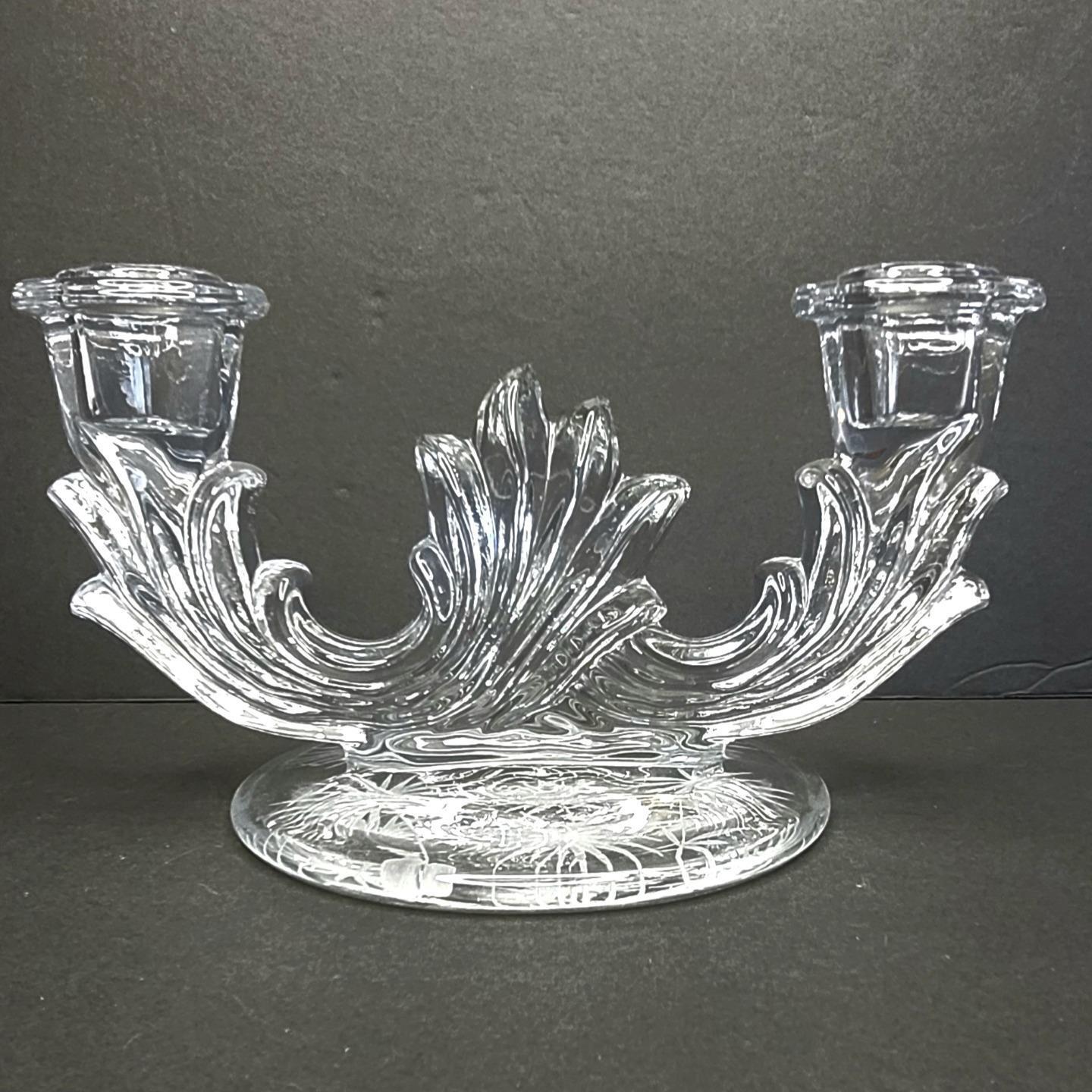 Fostoria Glass #2496 Baroque #329 Lido Etch Double Candle Holder