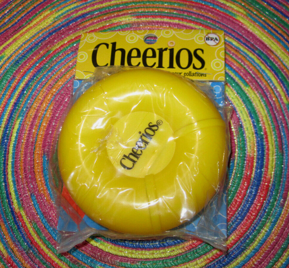 CHEERIOS  Snack Container  - Yellow Plastic w/ Flip Lid