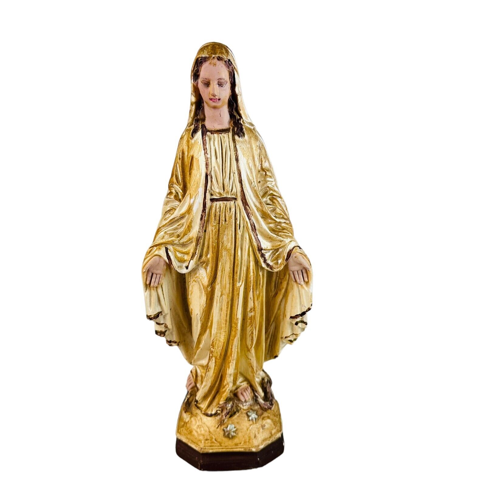 vtg Virgin Mary Modonna Plaster chalkware statue open hands CS.113  13\