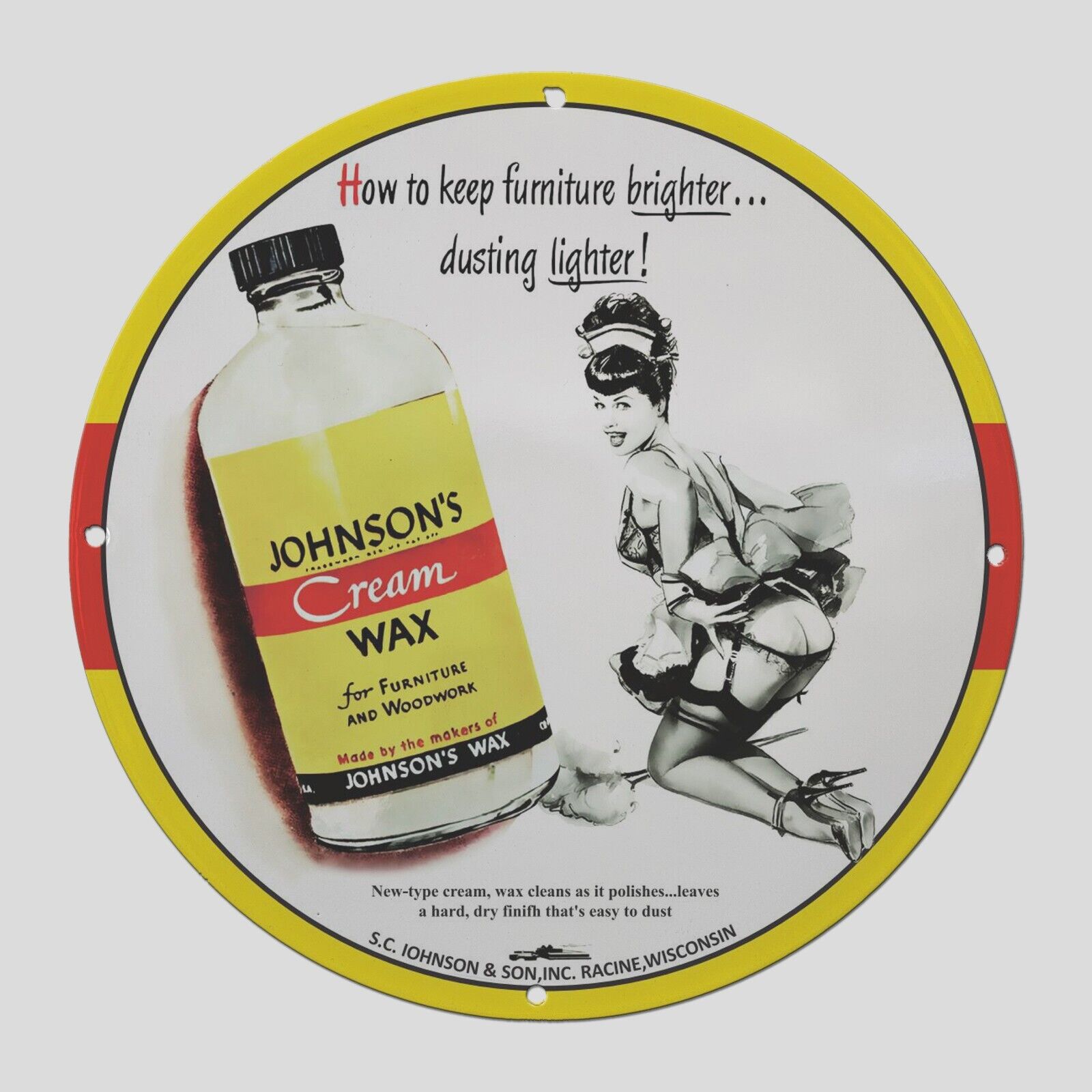 VINTAGE JOHNSON\'S WAX CREAM 1919 OIL PORCELAIN  GAS PUMP  SIGN