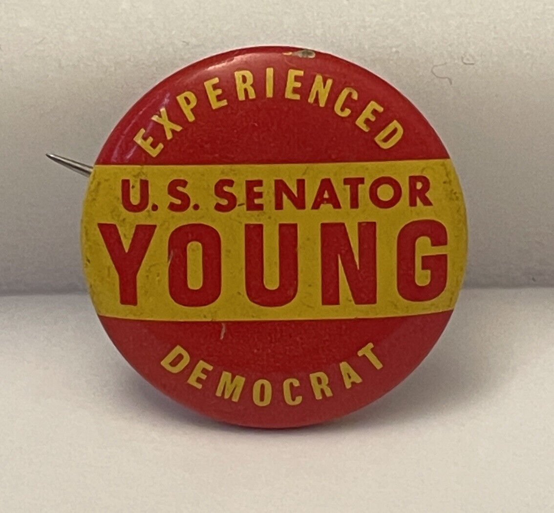 Vintage Political Pinback Button - U.S. Senator Young Democrat