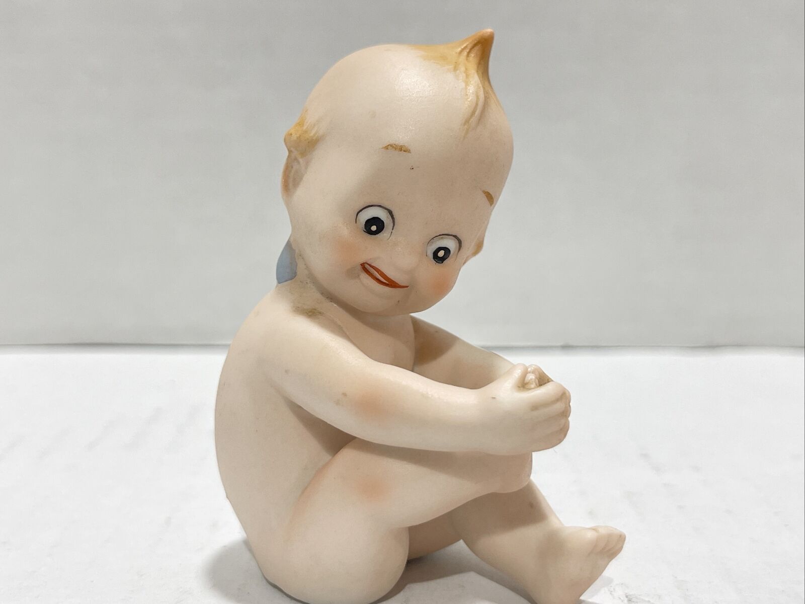 Vintage Lefton Kewpie Baby Playing with Toes Porcelain Bisque Figurine - KW913N