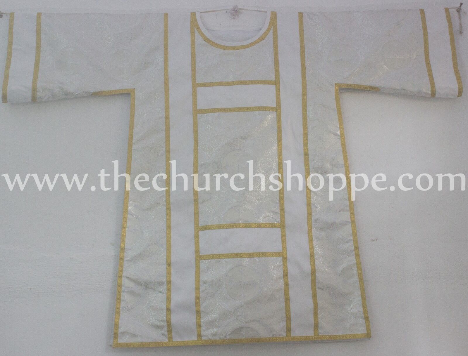 Spanish Dalmatic Metallic Silver vestment with Deacon's stole & maniple,chasuble
