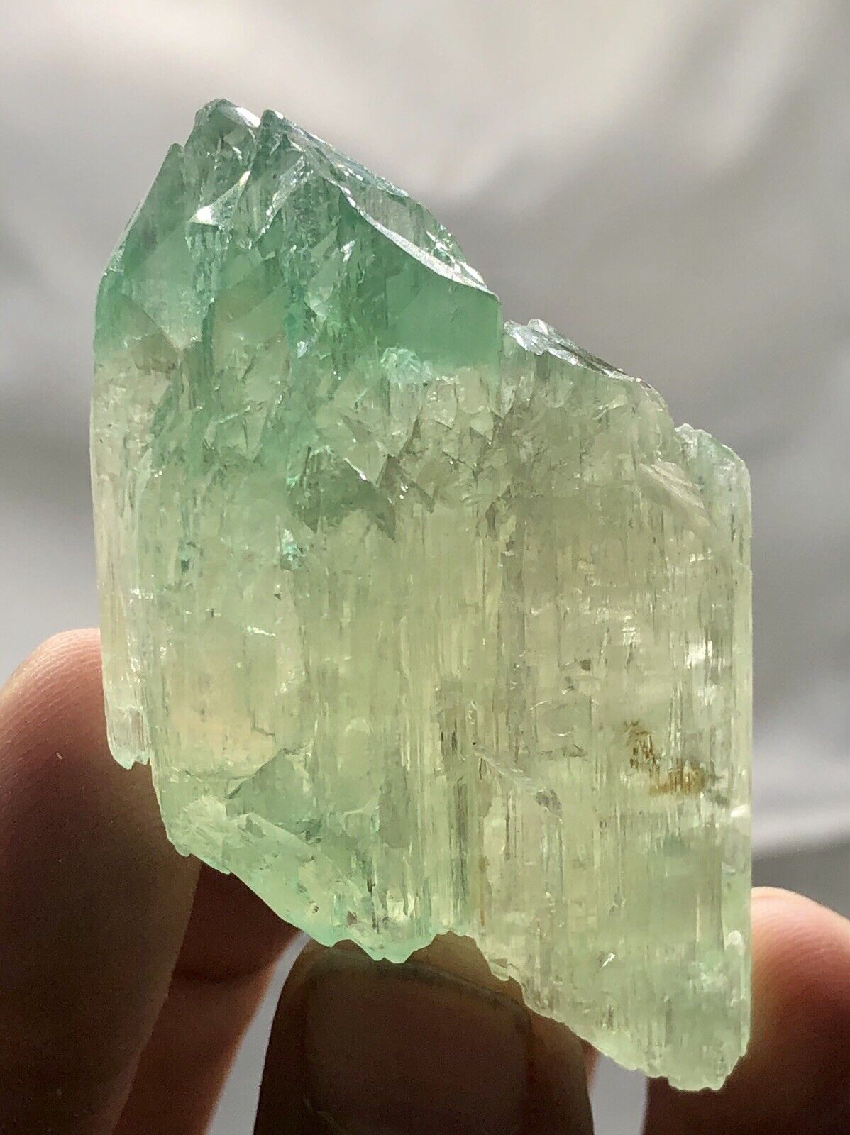 65.5 Gram Green Kunzite Amazing Etched Crystal From Afghanistan