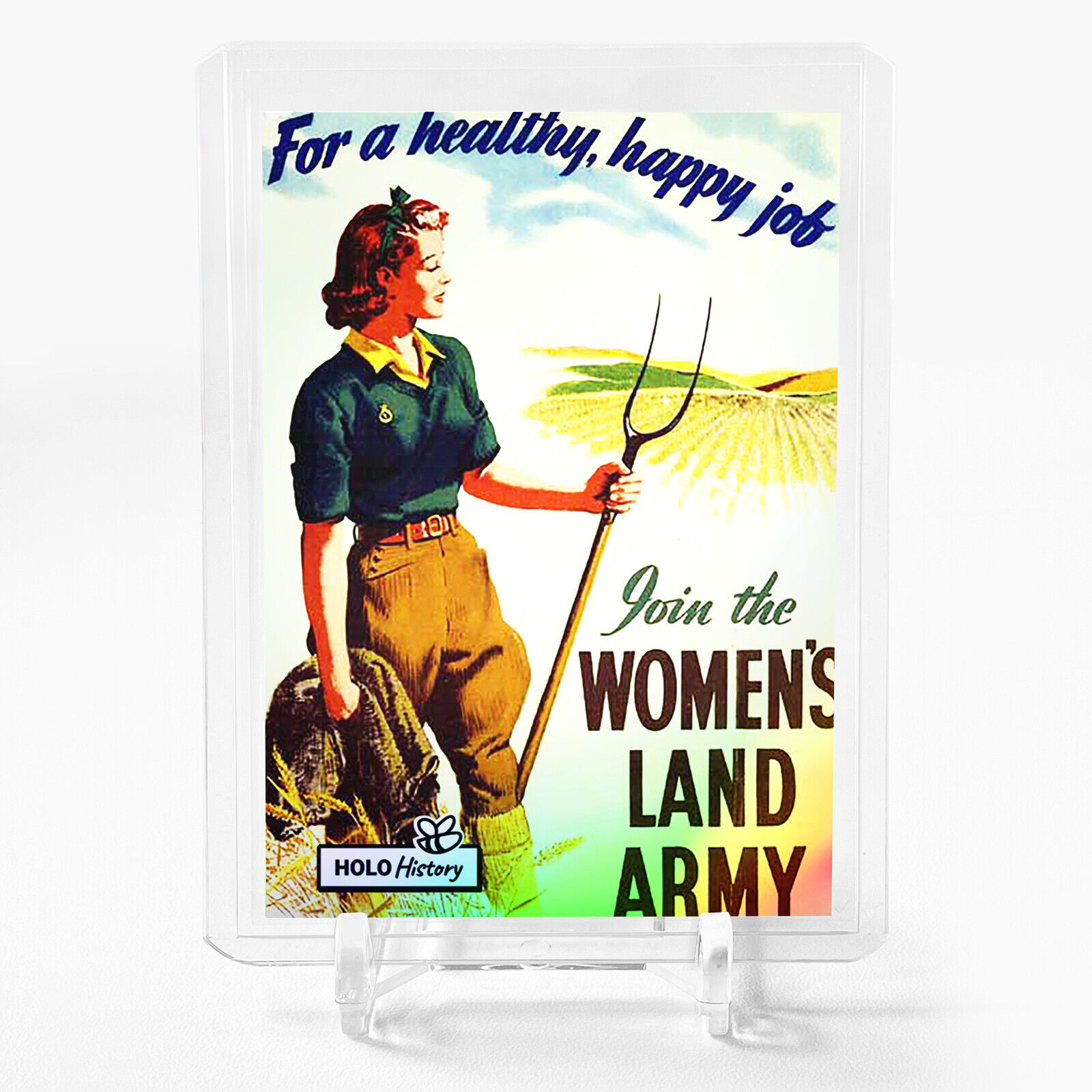 WOMEN\'S LAND ARMY A Healthy, Happy Job Wartime Card Holo History GleeBeeCo #WALD
