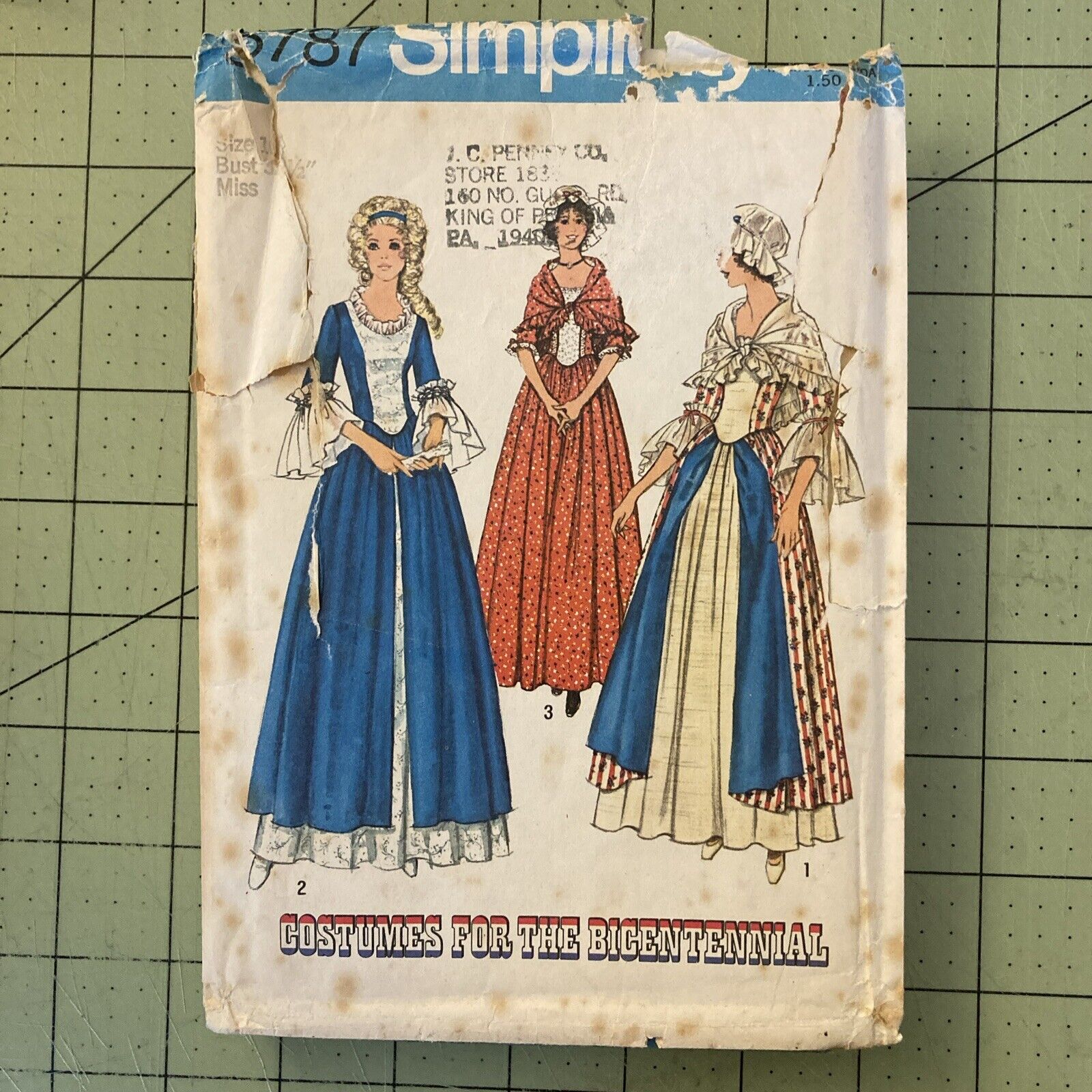 Vintage 1974 Simplicity  6787  Colonial Dress Costume Pattern Sz 10