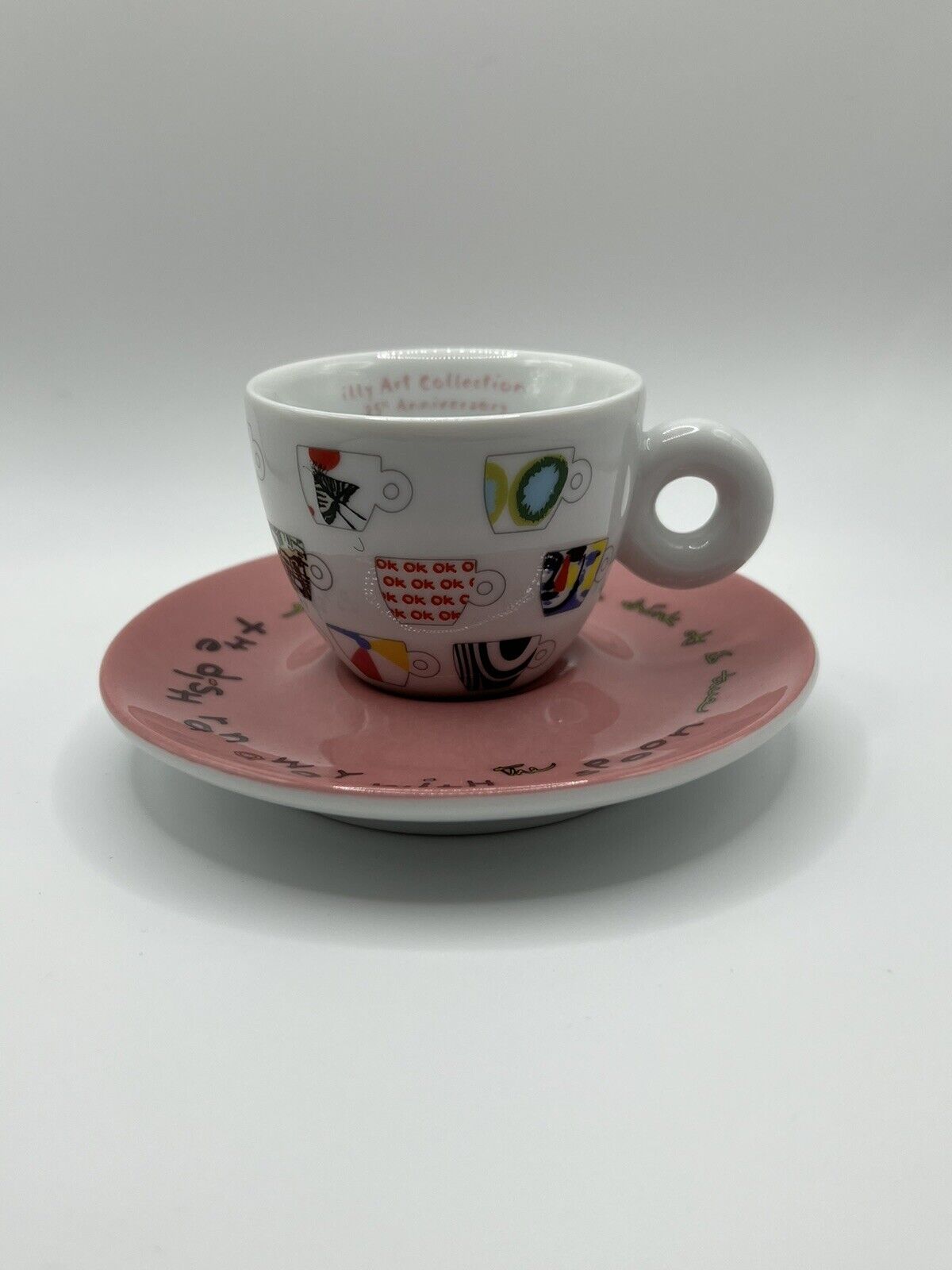 illy Art Collection 2017 Robert Wilson 25th Anniversary Pink Saucer & Cup Rare