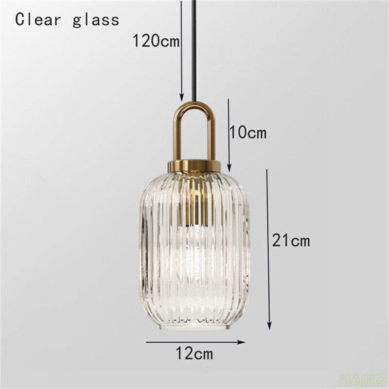 Clear Striped Glass Chandelier LED Pendant Lamp Suspension Lights Ceiling Lamp