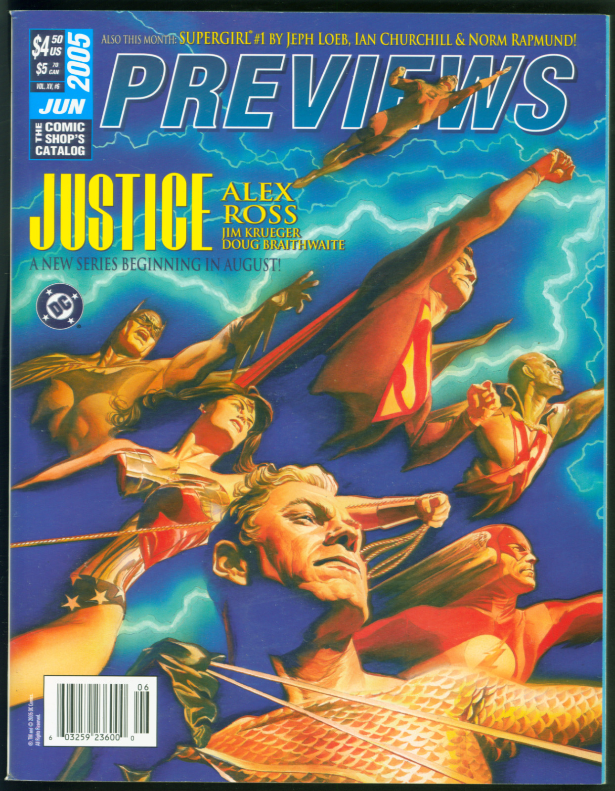 June 2005 Diamond Comics Previews Catalog DC Comics Alex Ross Justice League CVR