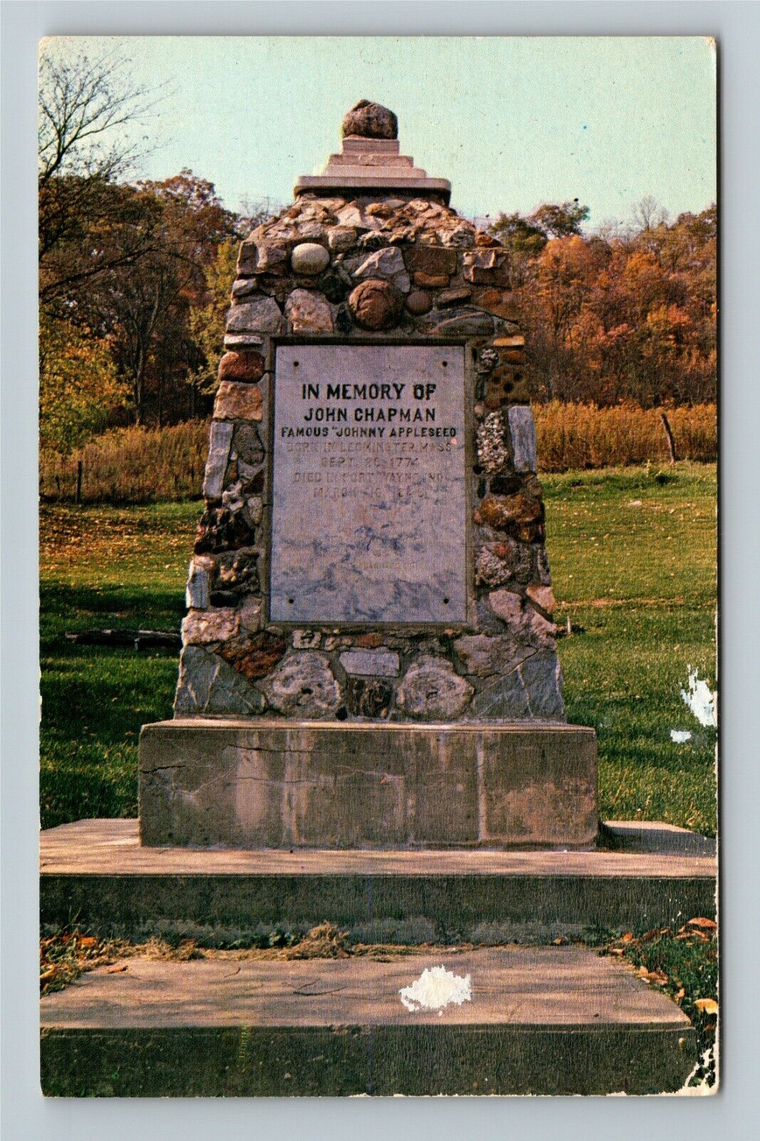 Fort Wayne IN Indiana, Memory Of John Chapman, Johnny Appleseed Vintage Postcard