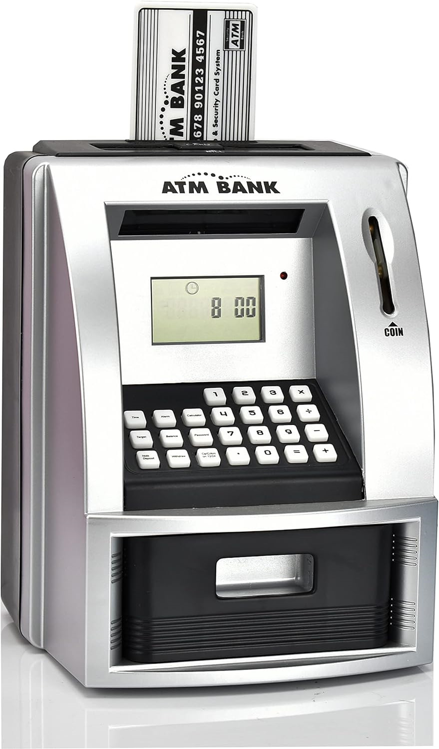 ATM Savings Bank for Real Money, Digital Piggy Money Bank Machine with Debit Car