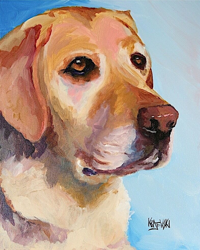 Labrador Retriever Art Print from Painting | Yellow Lab Gifts, Picture 8x10