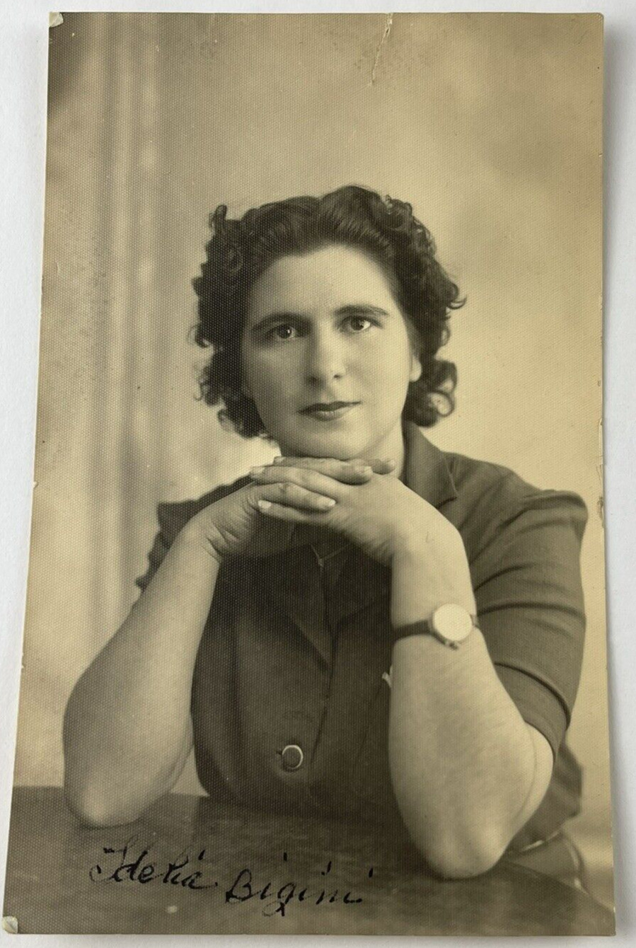 1945 Posted Postcard from Italy Woman Lady Idelia Biagini Black & White RPPC