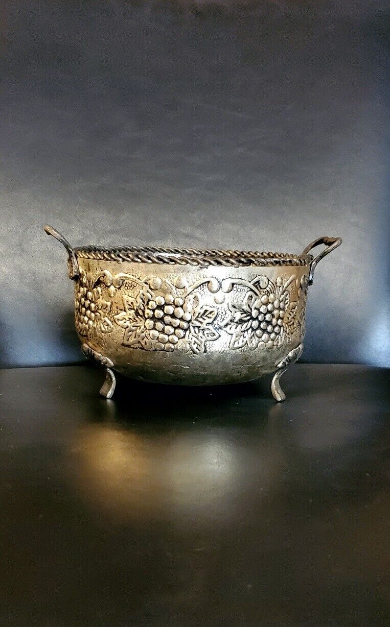 Vintage Metal Ornate Fruit Bowl