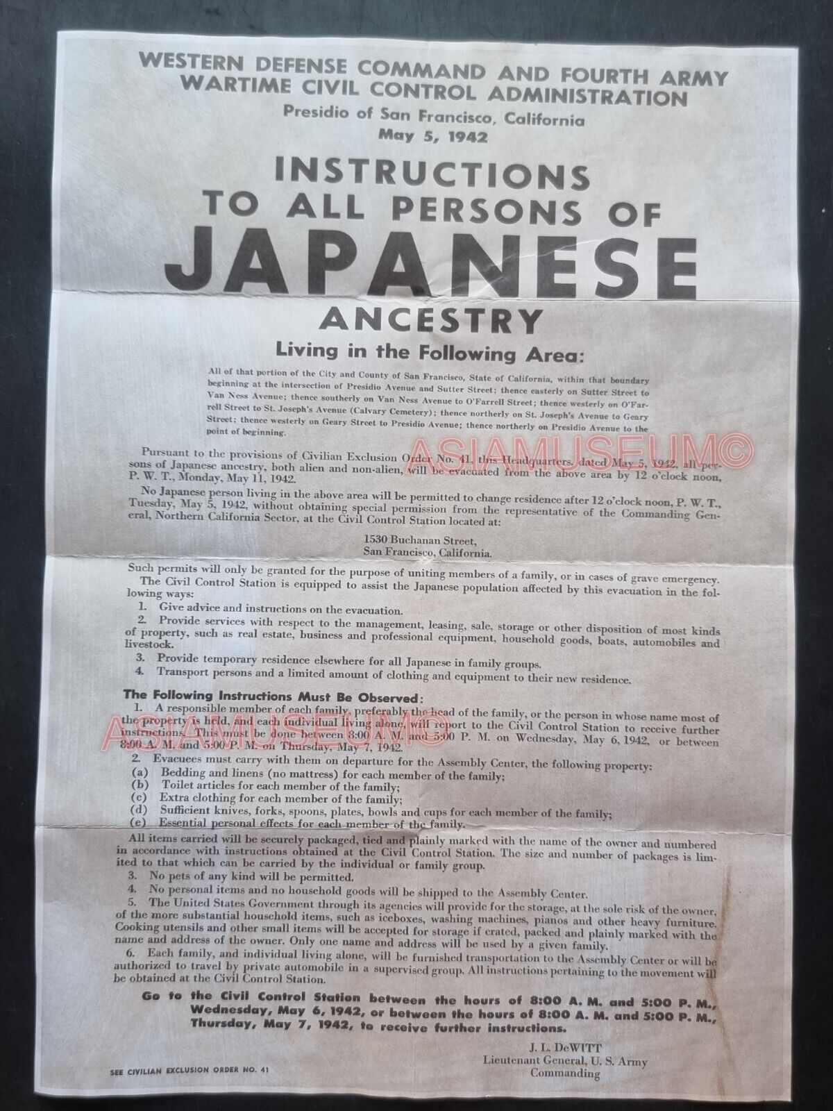 1943 WW2 USA AMERICA INSTRUCTIONS TO JAPANESE ANCESTRY WAR PROPAGANDA POSTER 689
