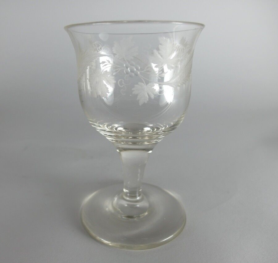 Glass Cup Foot Trophy, Grapes, Hand Engraved, about 1830 -1840 AL80