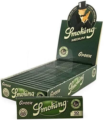 25 Pk Smoking Green Medium 1-1/4 Cigarette Rolling Papers