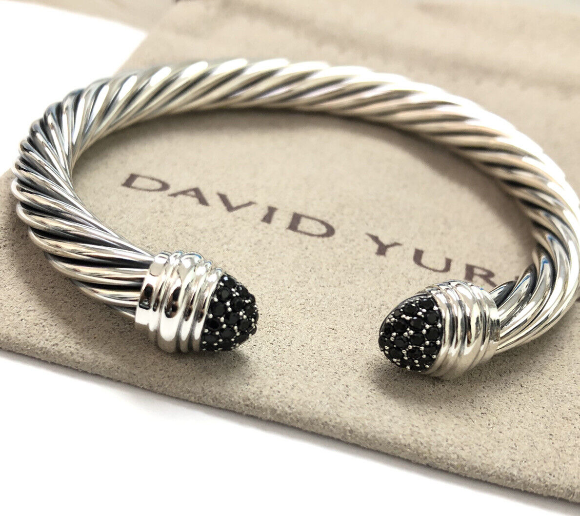 David Yurman Sterling Silver With Black Diamond Classic Bracelet Size M