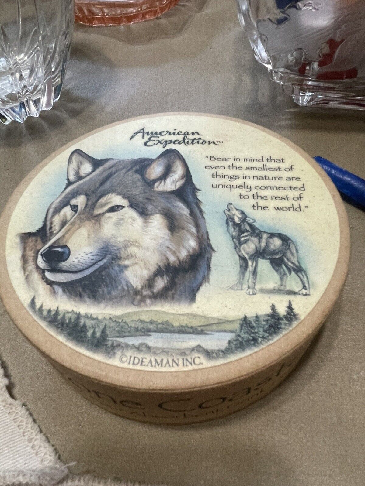 stone coaster Wolf Pictures. NIB