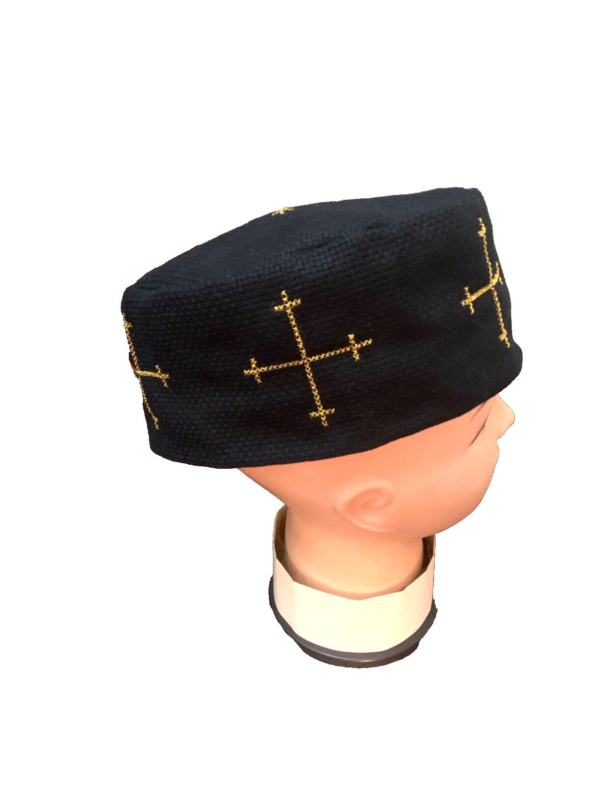 Orthodox Christian priest Skufia embroidered hat Black Gold threads