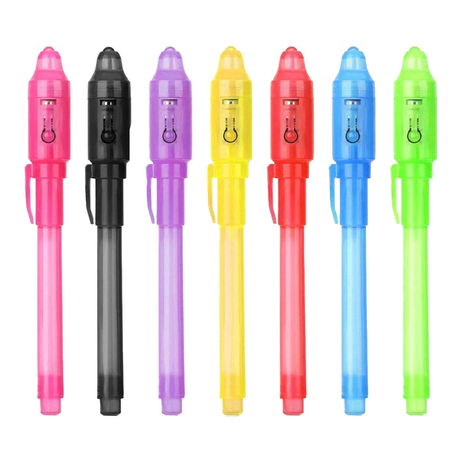 7PCS Invisible Ink Spy Pen With Built In UV Light Magic Marker Secret Message