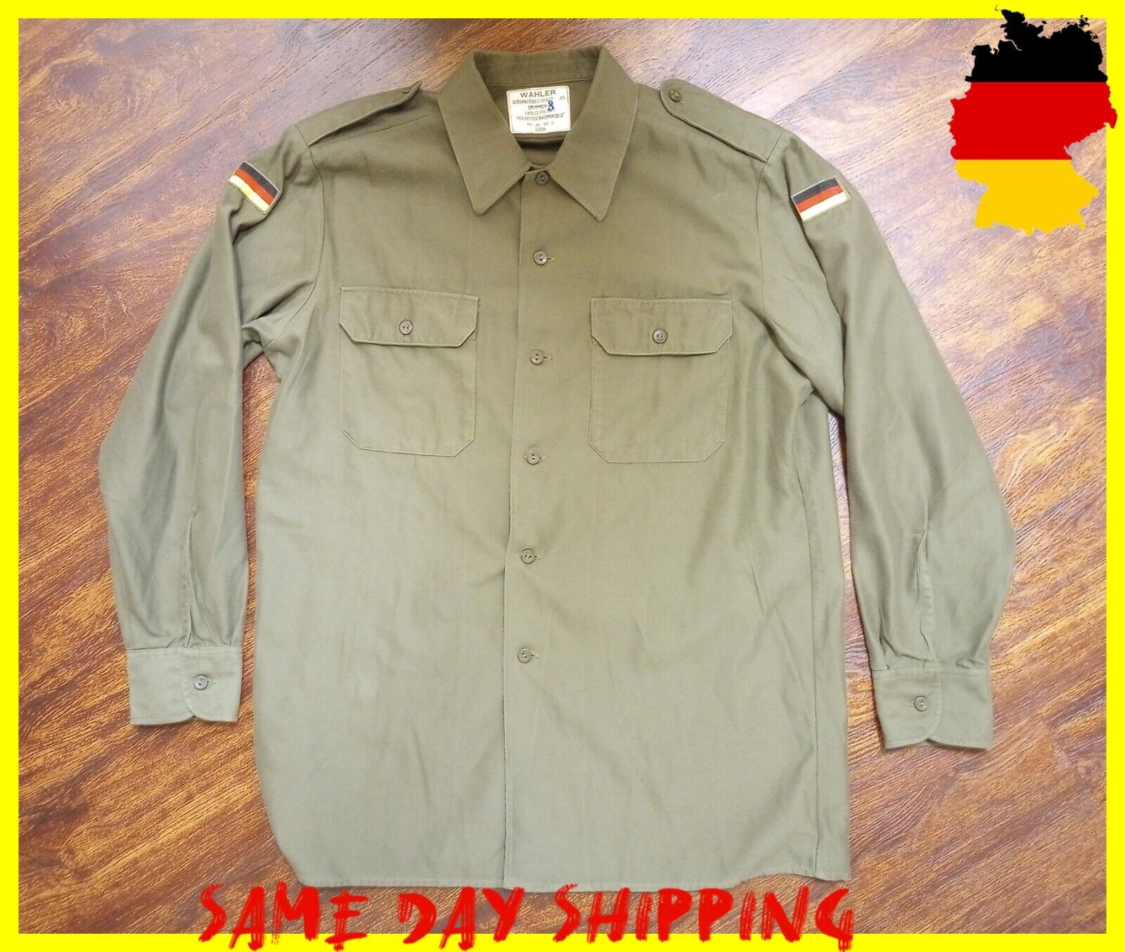 Vintage 1962 Wahler German Army Military Shirt Men's GR. 41/42 Size - 23x27x19