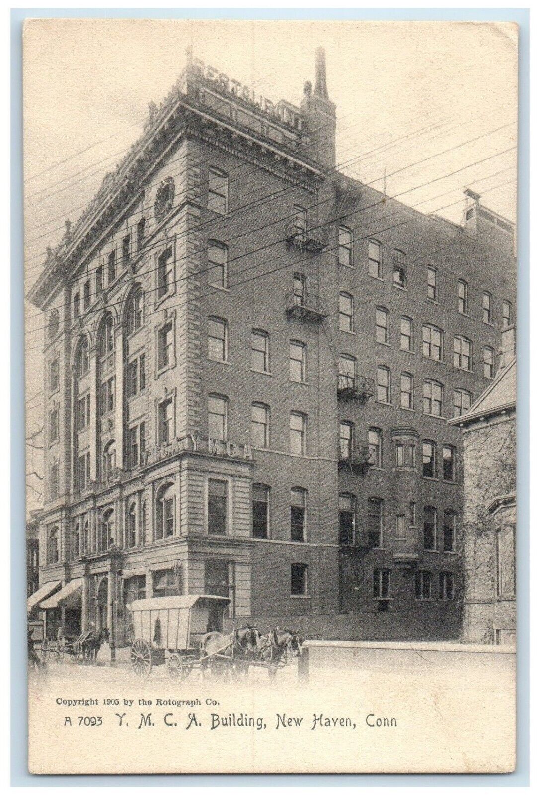 c1905 YMCA Building Exterior New Haven Connecticut CT Vintage Antique Postcard