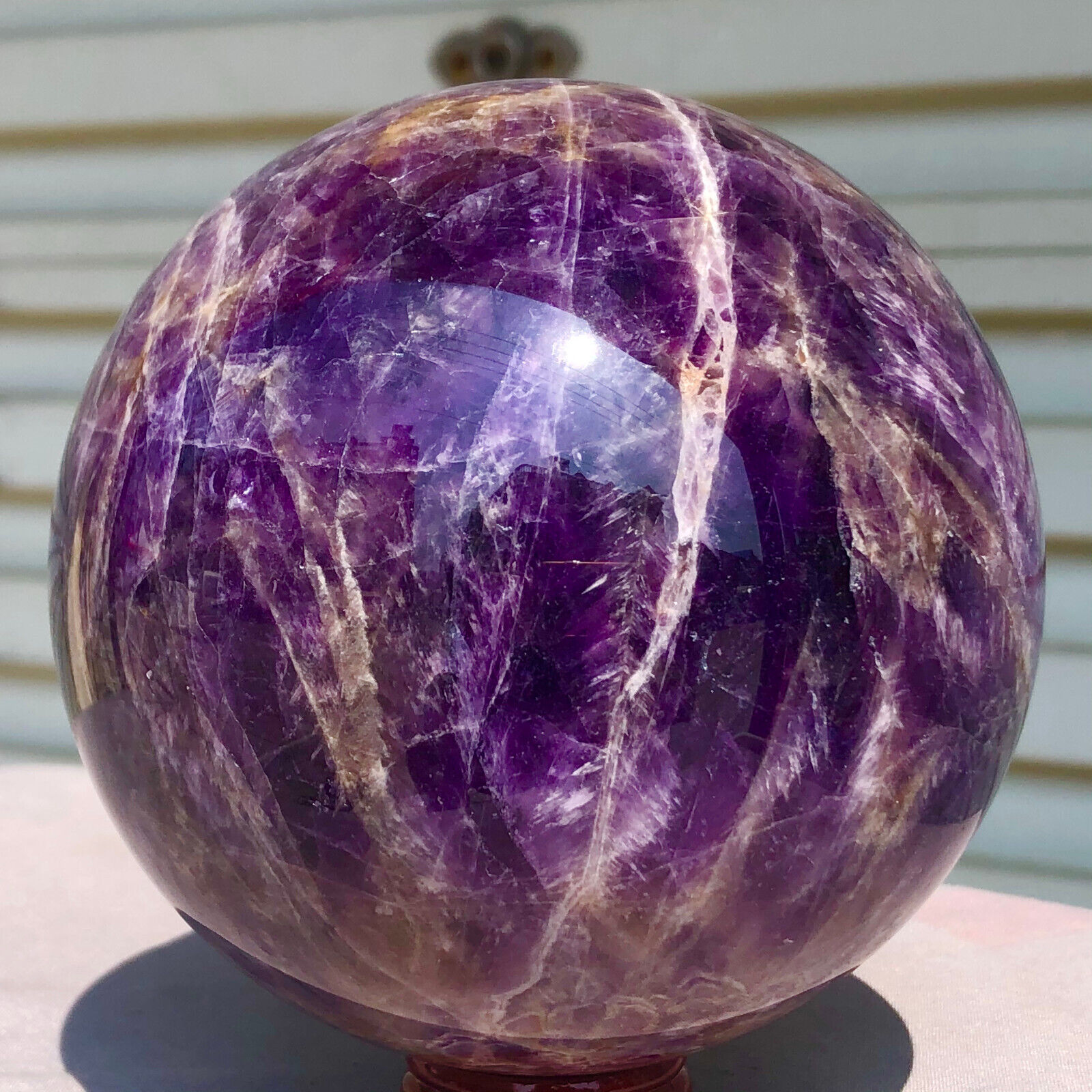 4.7lb  Natural Dreamy Amethyst Sphere Quartz Crystal Ball Reiki Healing