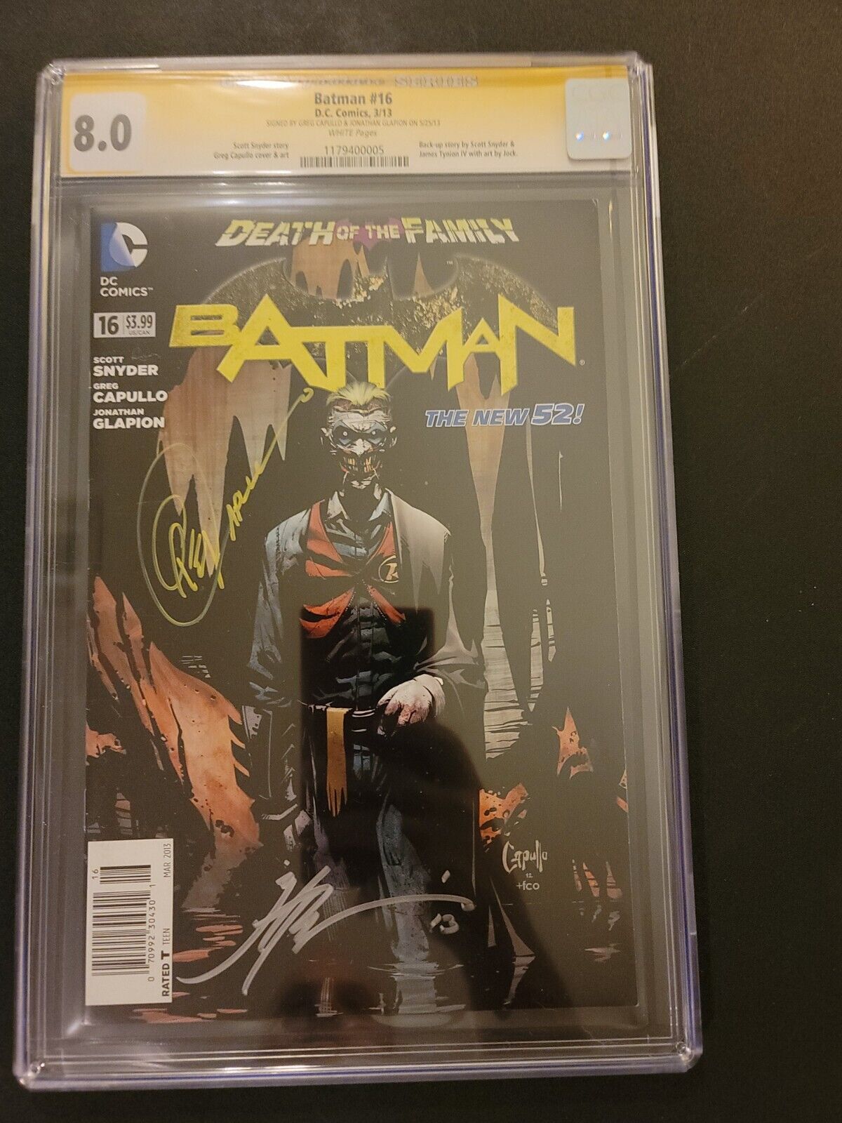 CGC 8.0 DOUBLE SIGNED Death of the Family Batman #16 Newsstand Variant 