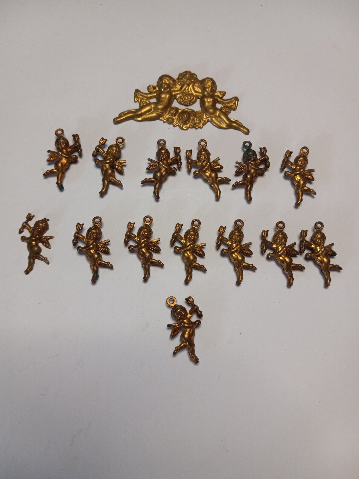 15 Golden colored Vintage Brass Cupids
