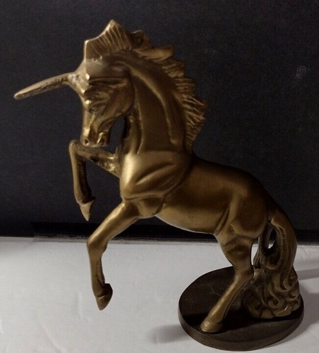 Vintage Solid Brass UNICORN Mystical Creature Shape Figurine Statue