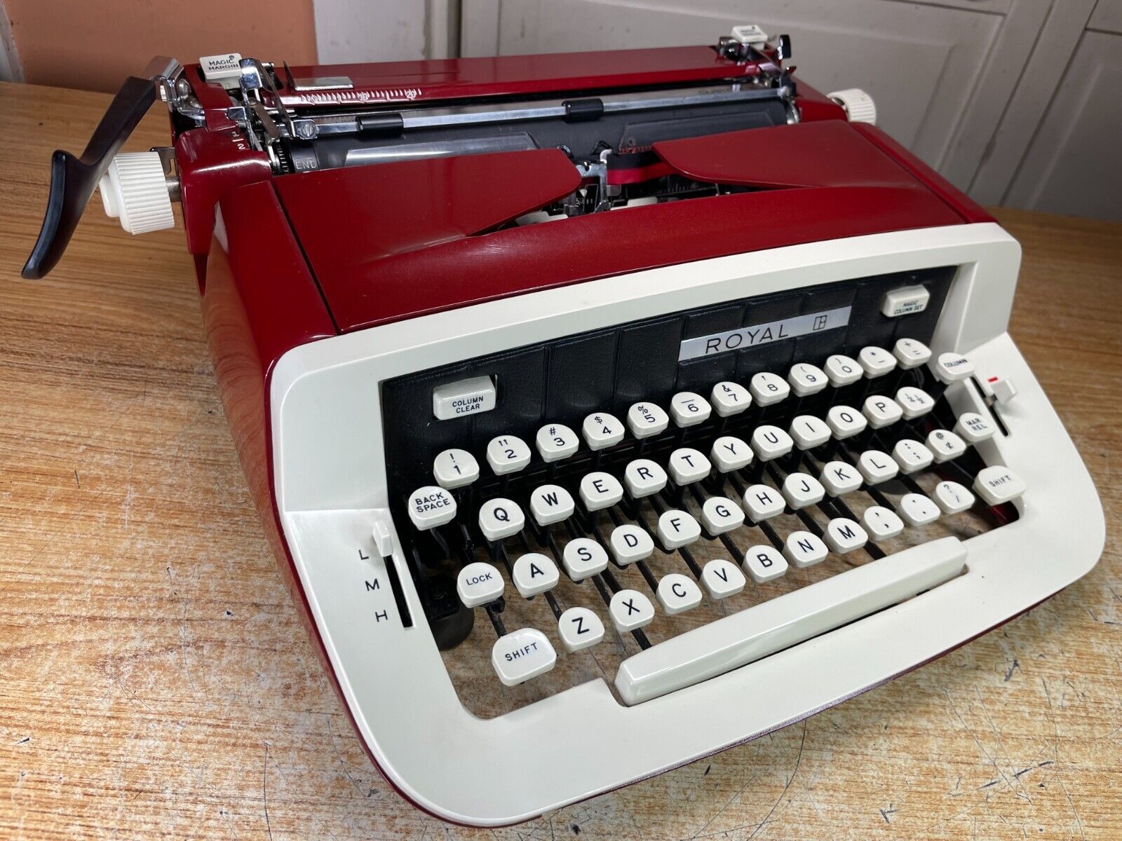Excellent 1971 Royal Custom III Elite Red Typewriter Working w New Ink & Case