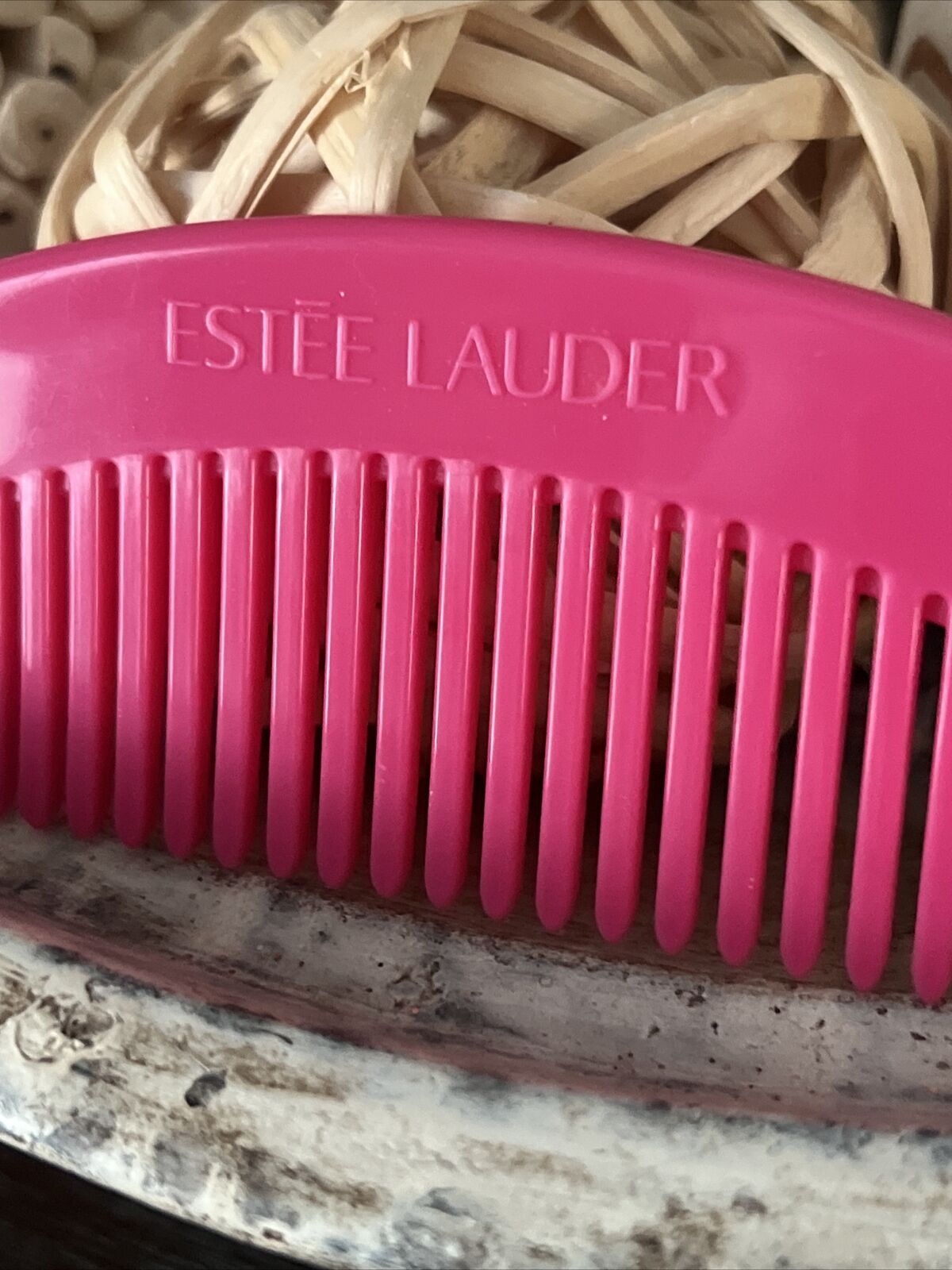 Vintage Estée Lauder Hair Brush Comb Hot Pink Plastic Mint Condition