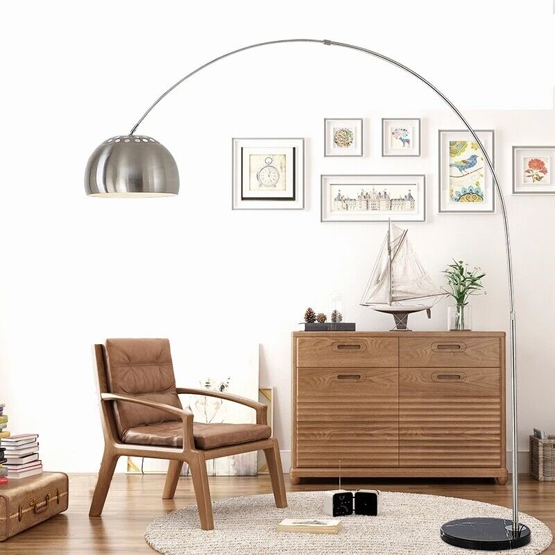 Modern Arched Floor Lamp Metal Adjustable Standing Reading Light Bedroom Office