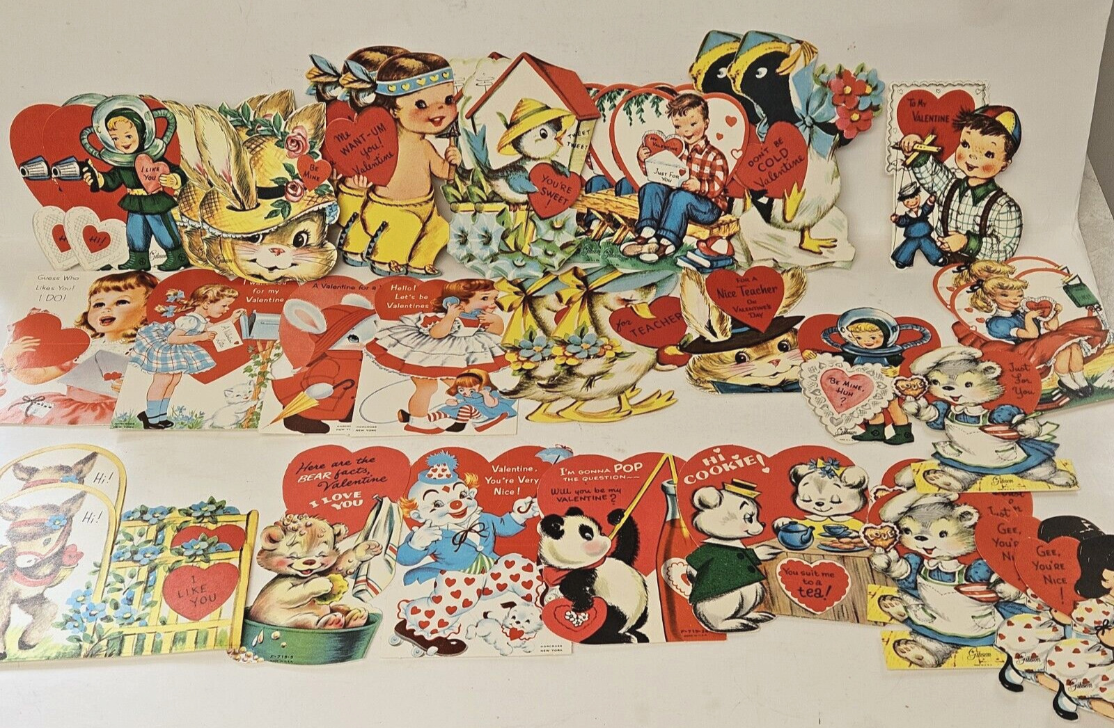 Vintage 1950’s 1960’s Valentines Cards Children Animals Clowns Unused Lot Of 36