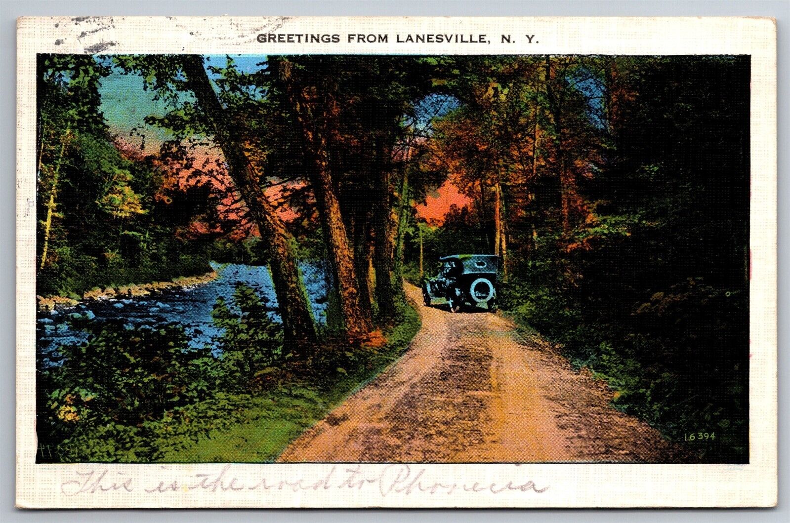 Greetings From Lanesville Two Track Road Along River NY C1935 Postcard T10