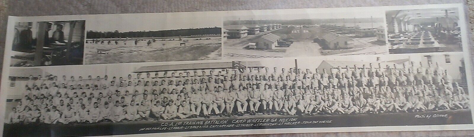 1941 Panoramic Photo - Camp Wheeler GA Co. A 1st Training Batt. NAMES IN LISTING