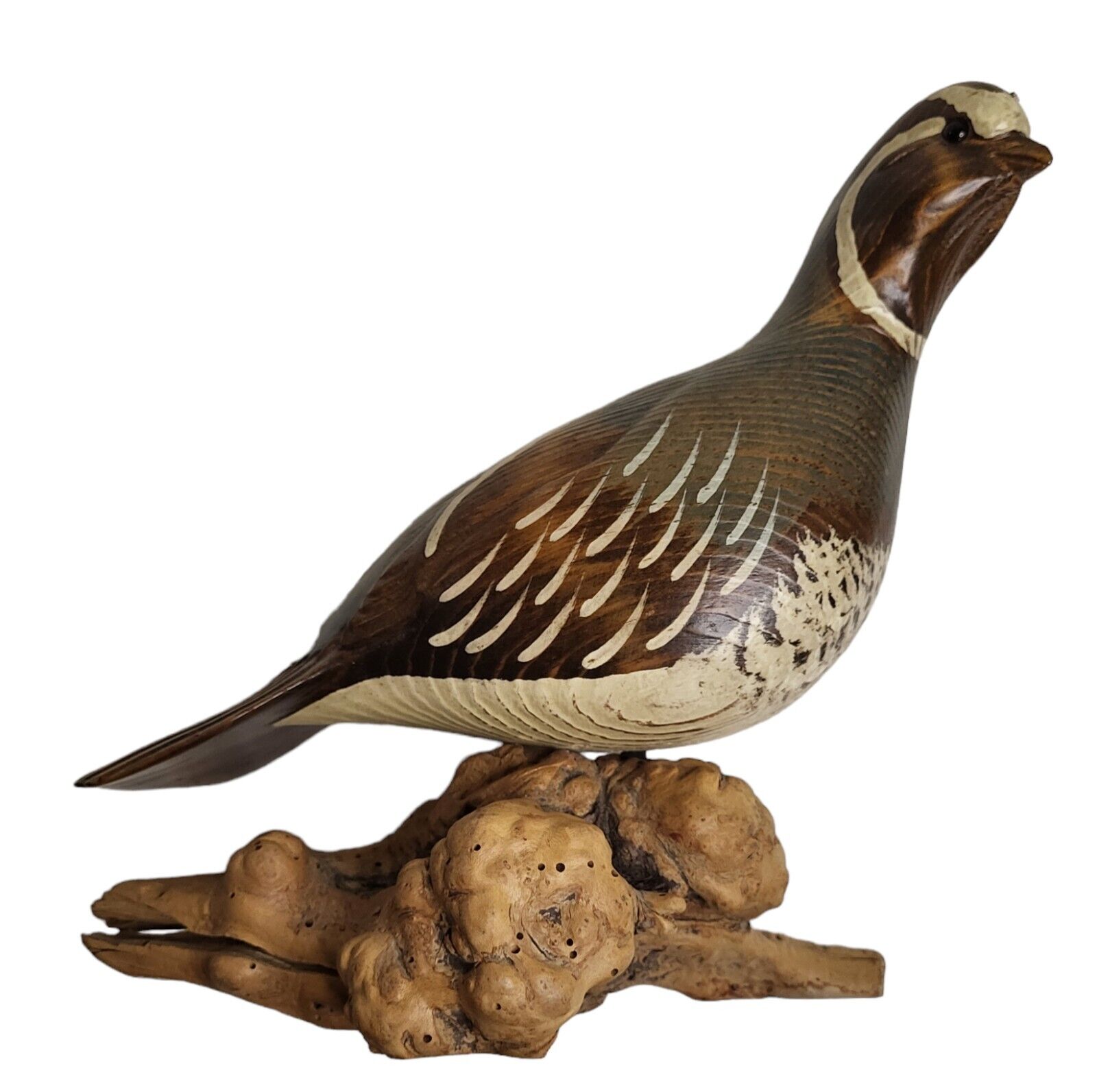 Hand-Carved & Hand-Painted Wood Quail Bird Figure Signed Kissy Durham