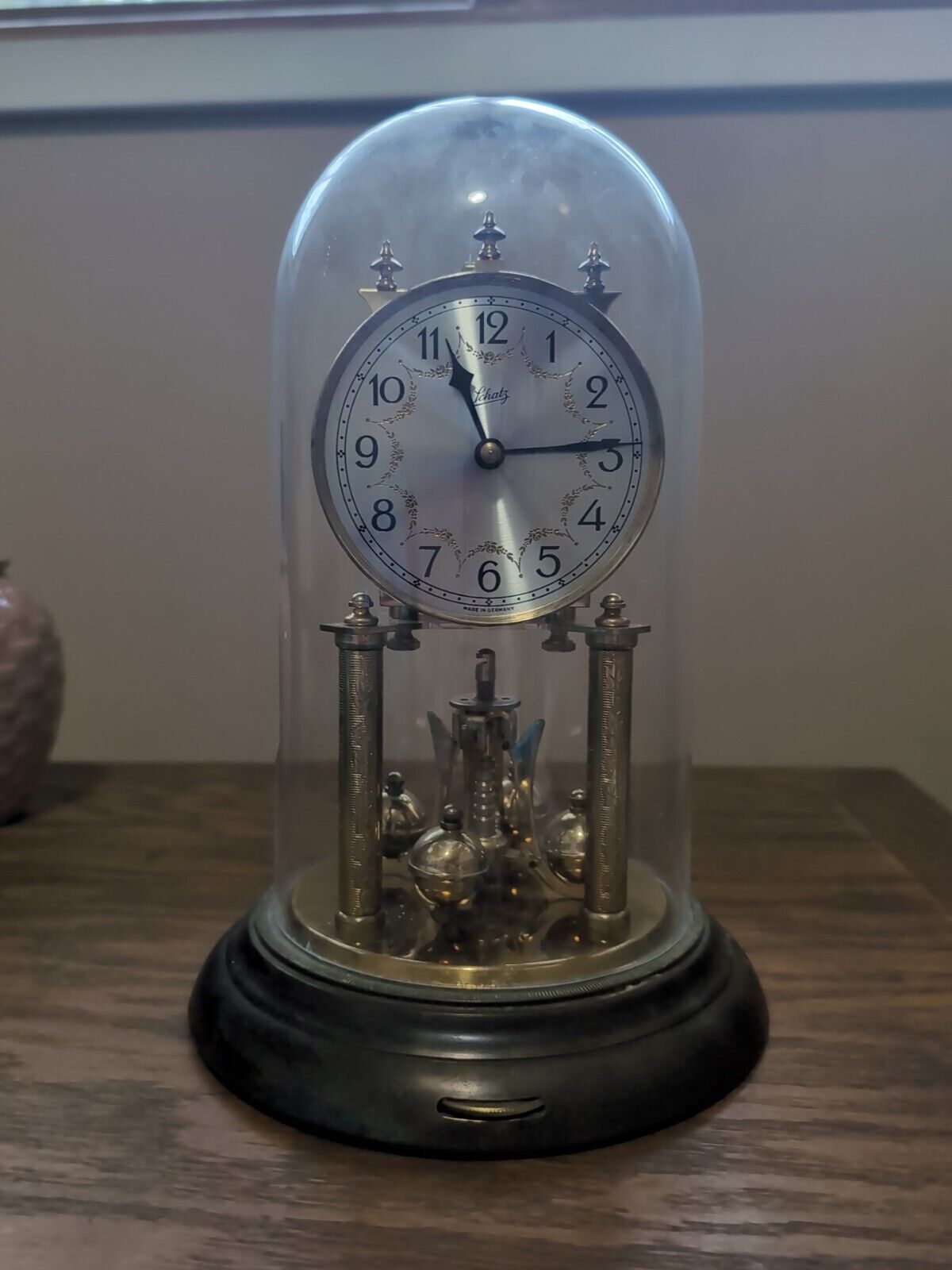 Vintage Schatz 400 Day Anniversary Brass Clock w/Glass Dome (Missing Parts) 