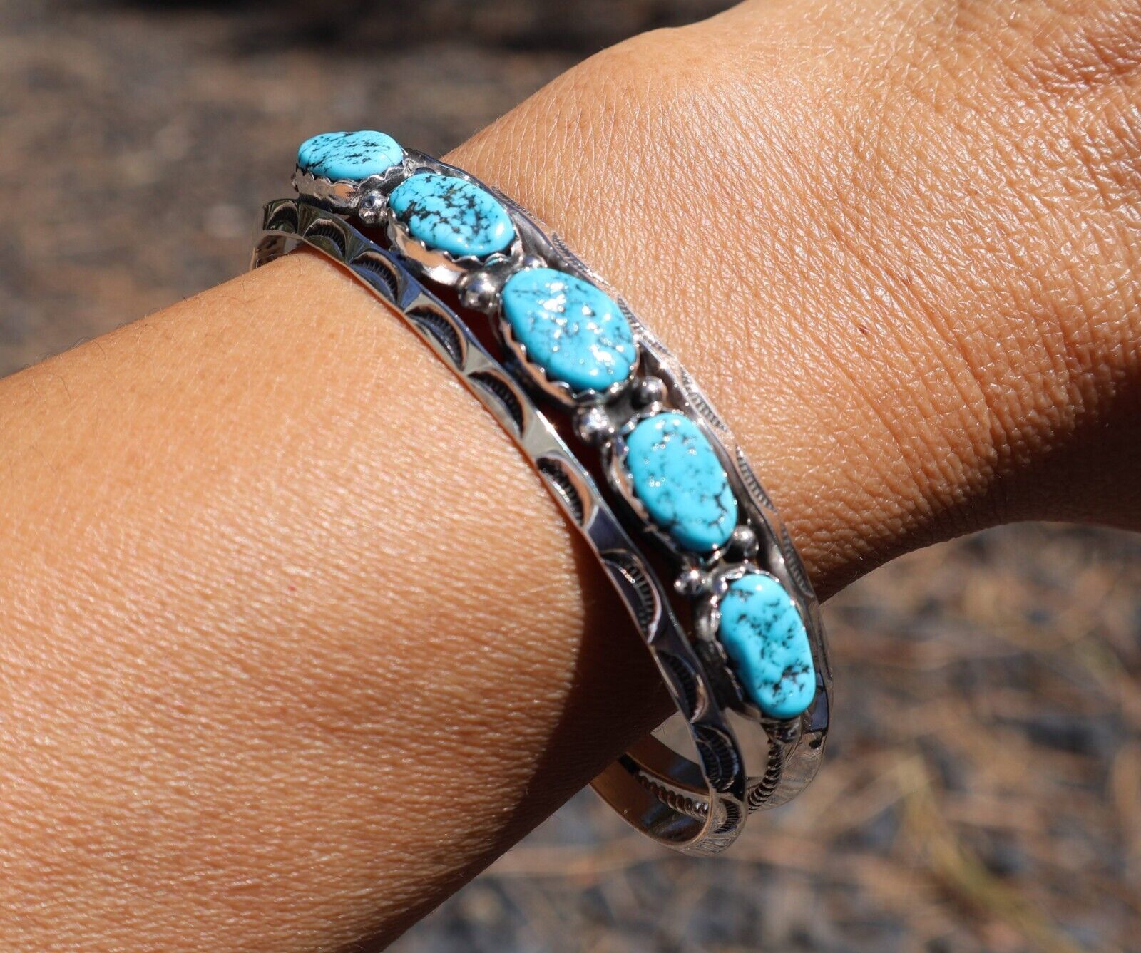 Authentic Navajo Handmade Bracelets: Native American Sterling Jewelry NA sz 7