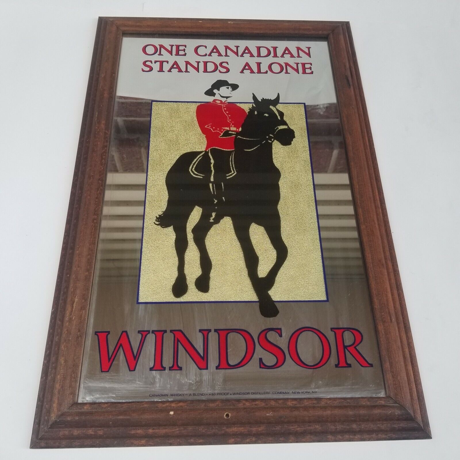 Vintage WINDSOR CANADIAN Whiskey Mirror Bar Sign Framed Advertising 23\