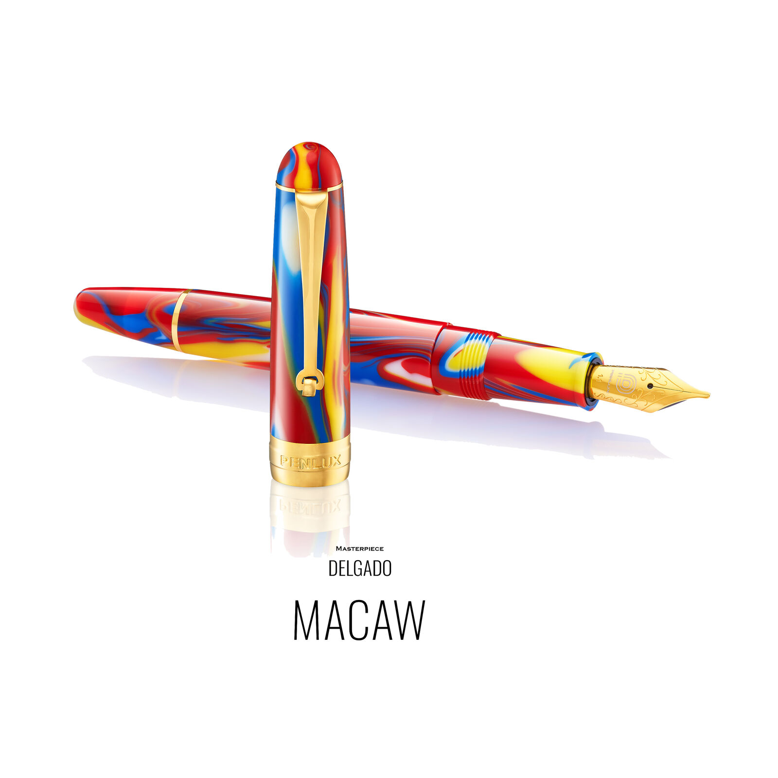 Penlux Masterpiece Delgado Fountain Pen in Macaw - Broad Point- NEW in Box