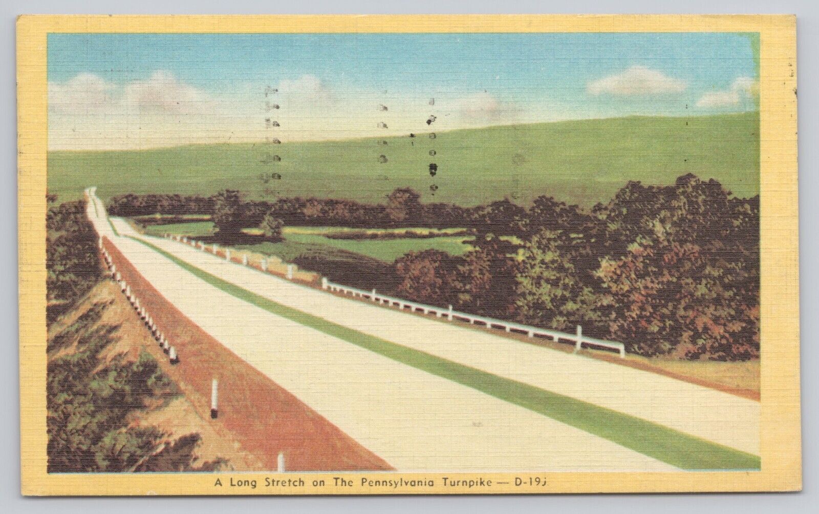 Johnstown PA, Pennsylvania Turnpike Longest Straight Away, Vintage Postcard