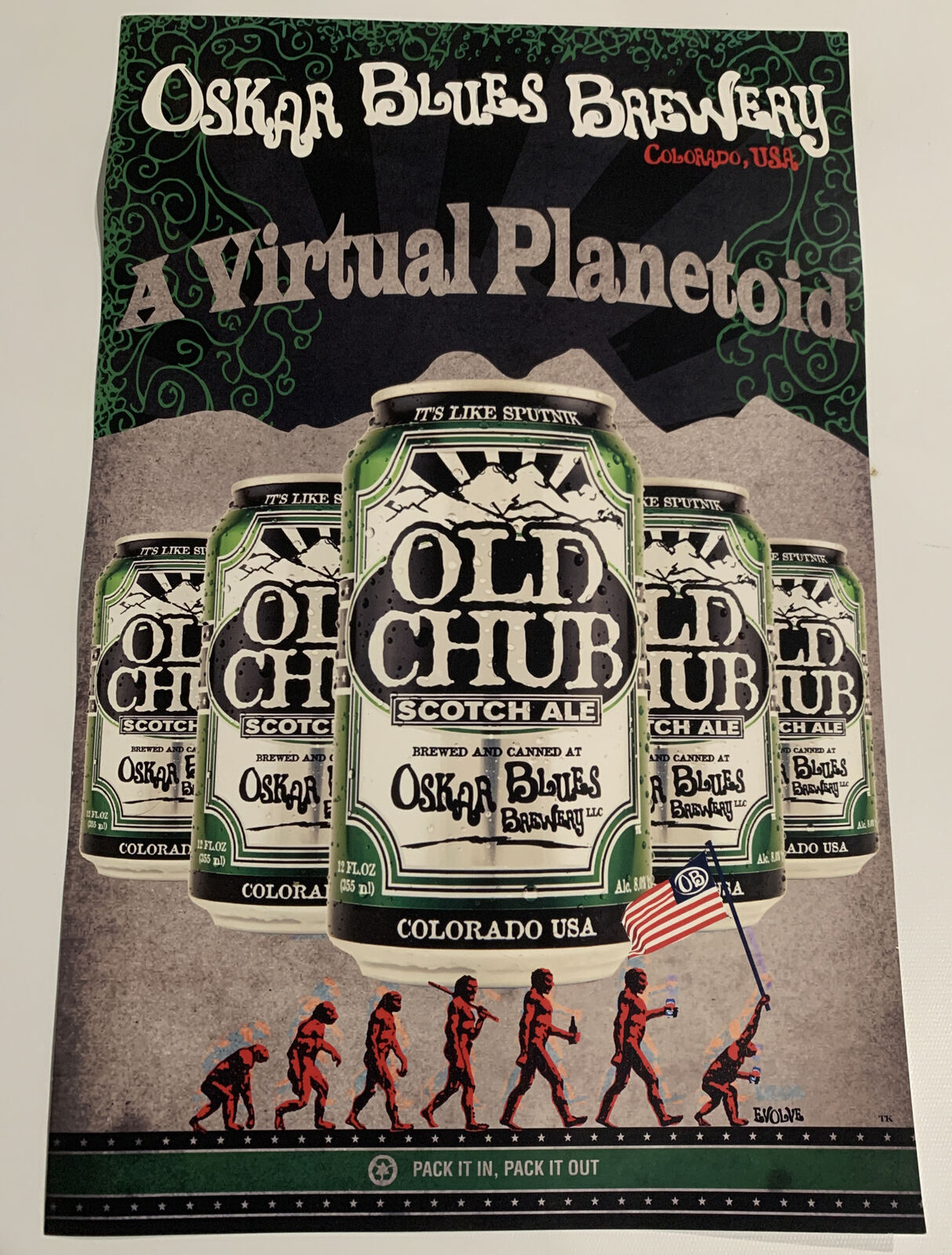 Oskar Blues Brewery Poster A Virtual Planetoid Old Chub Scotch Ale Colorado RARE