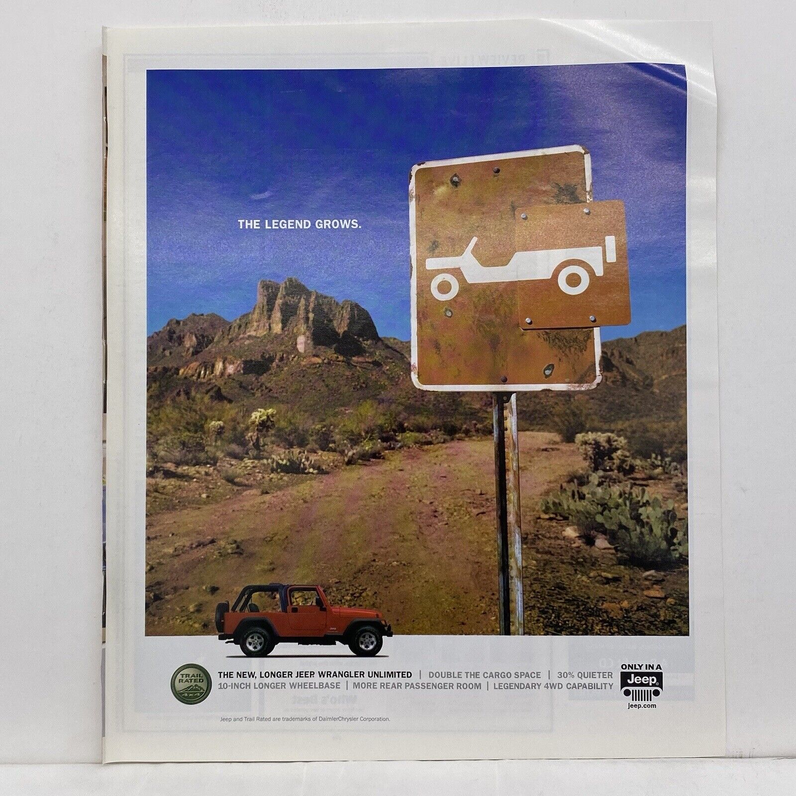 2004 Jeep PRINT AD Red Wrangler 4x4 SUV Photo Mountain Terrain Vintage Poster